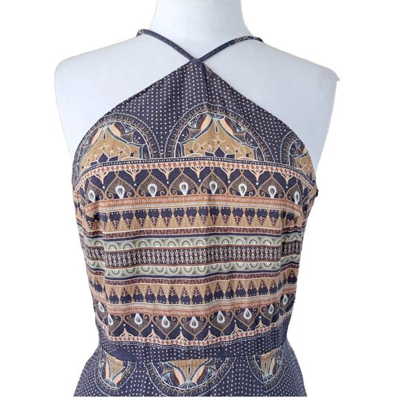 FARM RIO Halter Open Back Maxi Dress Size Large (runs small) Washed Indigo - Picture 8 of 12